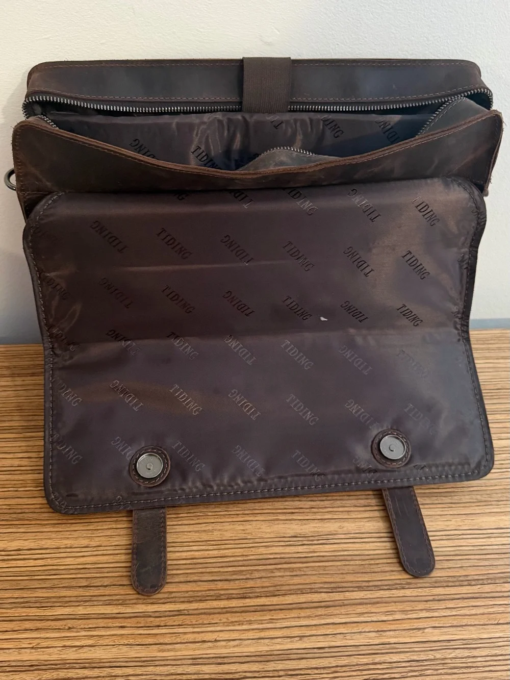 Men's Brown Leather Briefcase Messenger Bag